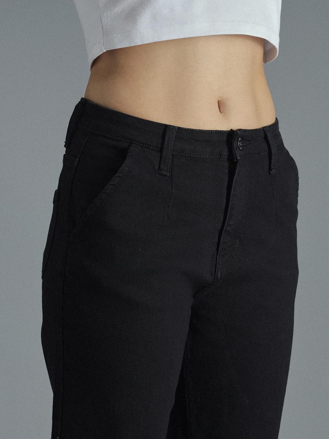 HIGH Star damskie czarne dżinsy Mom Fit Stretch