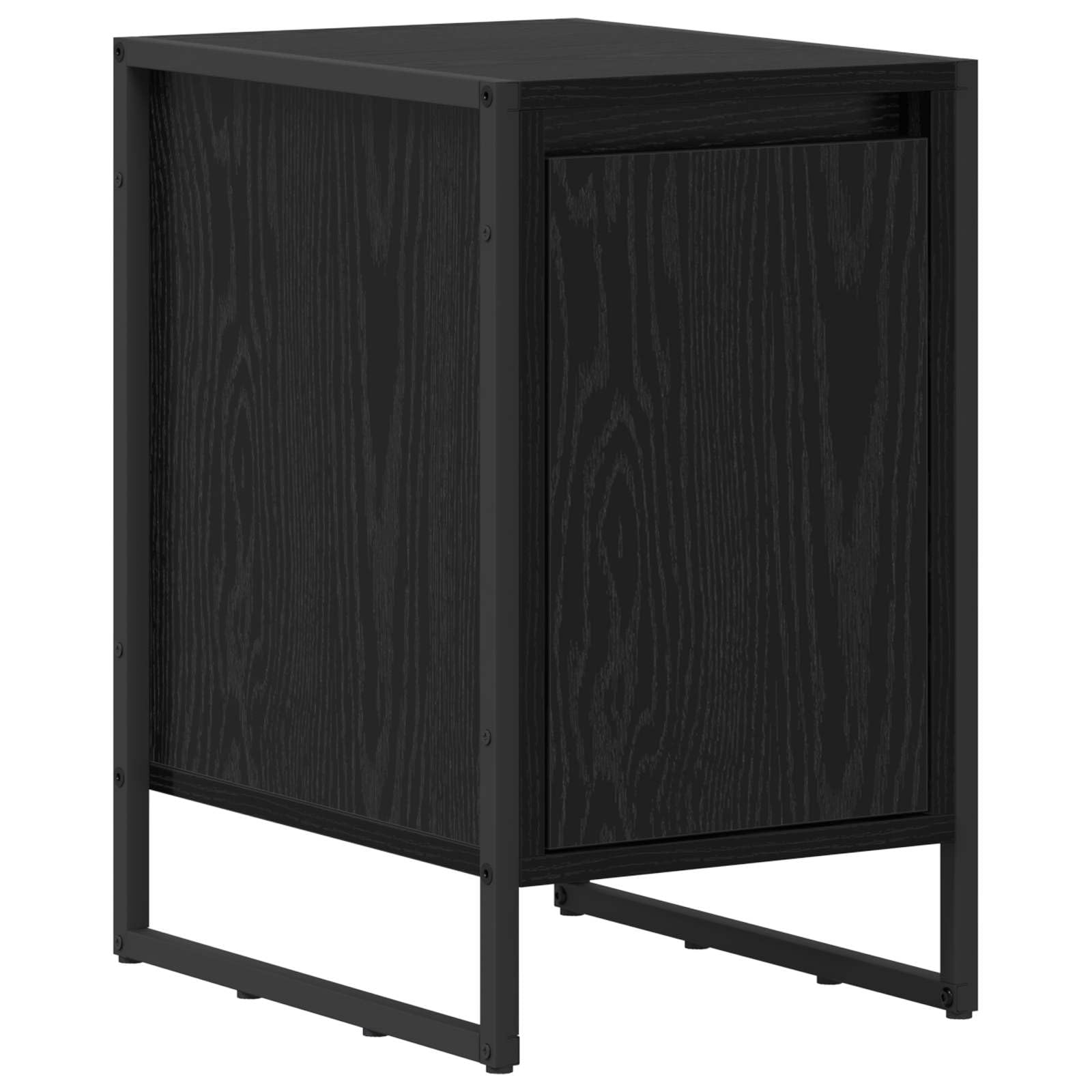 Table de Chevet Style Industriel Chêne Noir, Finition Premium en Bois d'Ingénierie