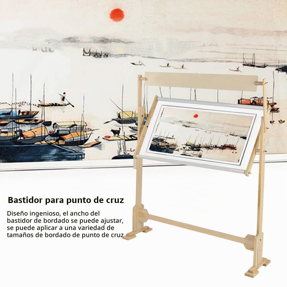 Wakects Marco de punto de cruz, rotación de 360 grados, soporte ajustable para bordado con cinco agujeros de ajuste, herramienta de costura y manualidades
