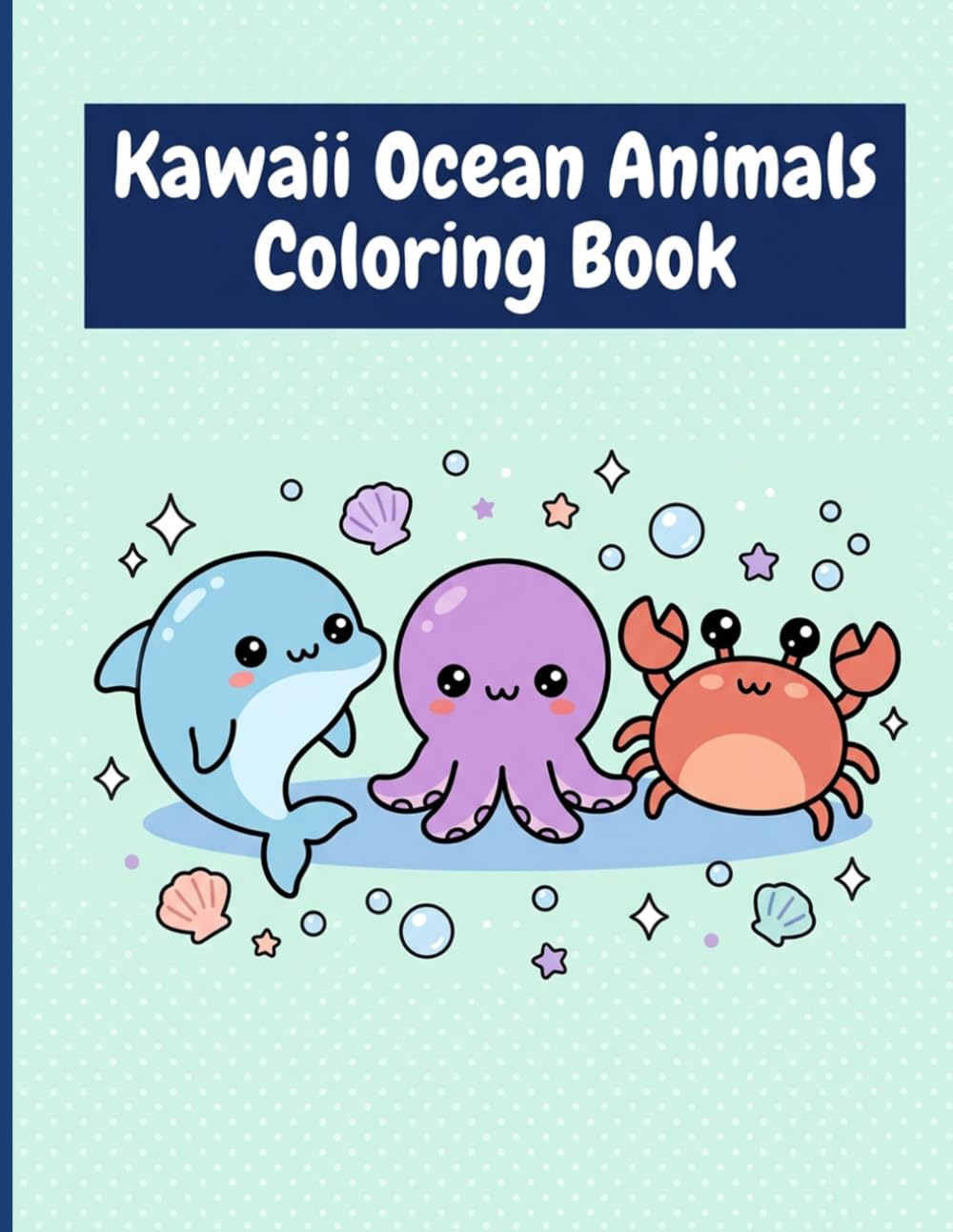 Kawaii Ocean Animals Coloring Book: Adorable and Sweet Sea Creatures with Big Round Eyes for Fun Relaxing Screen-Free Activities