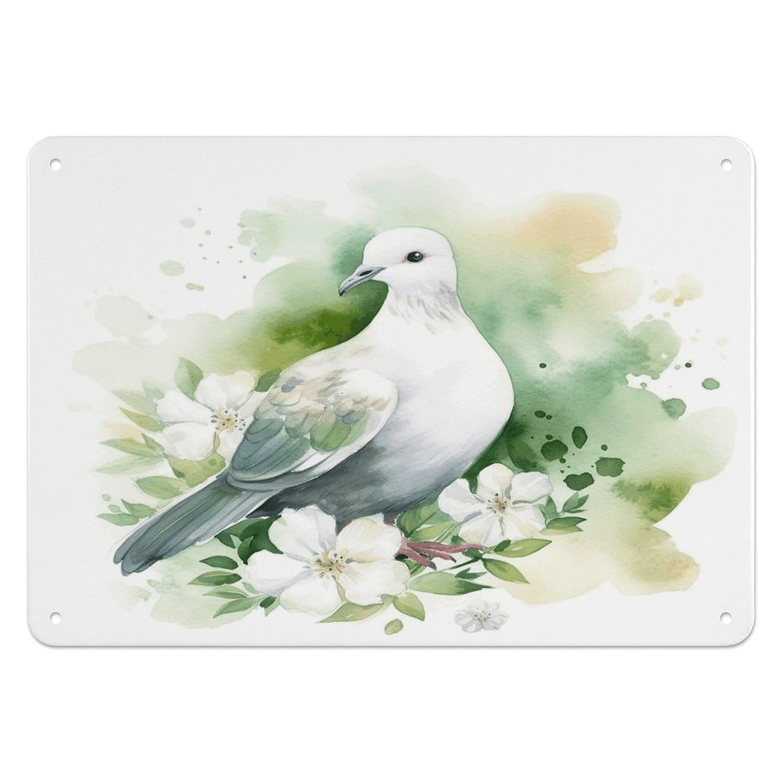 Fodpand Style Dove With A Flower Retro Vintage Metal Tin Sign,Wall Art Decor Garden Plaque Poster For Bedrooms Yard Bars Pubs Patios Porches 7.9X5.5 Inch