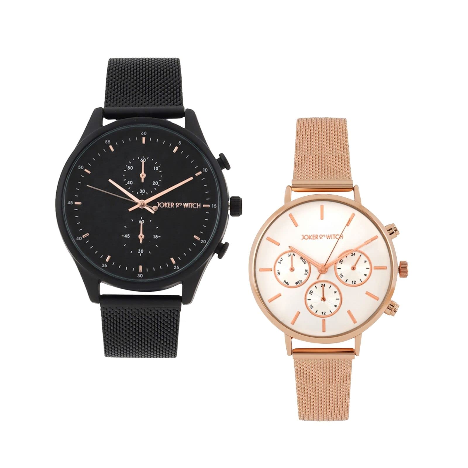 Joker & Witch Stainless Steel Serena & Dan Couple Analogue Watches, Black Dial, Black Band (B0BVB5D8QN) Amazon Price History, Amazon Price Tracker