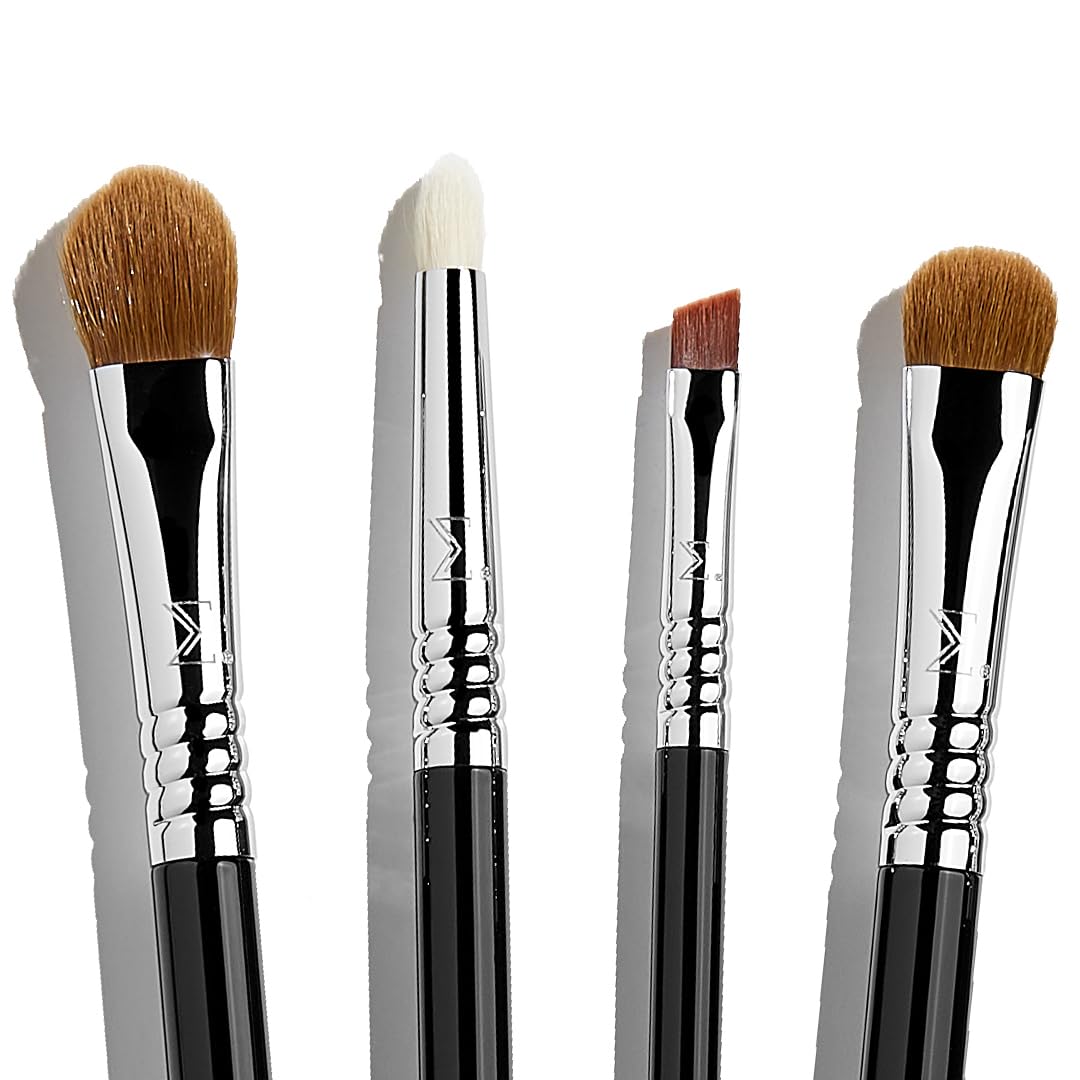 Sigma Beauty Basic Eye Brush Set — Classic Eye Makeup Brushes with Premium Fibers and Sleek, Durable Handles for Eyeliner, Eyeshadow, & Eyebrows, Includes 7 Black Makeup Brushes