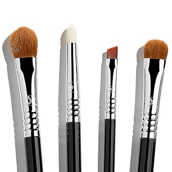 Sigma Beauty Basic Eye Brush Set Classic Eye Makeup Brushes with Premium Fibers and Sleek, Durable Handles for Eyeliner, Eyeshadow, Eyebrows, Includes 7 Black Makeup Brushes