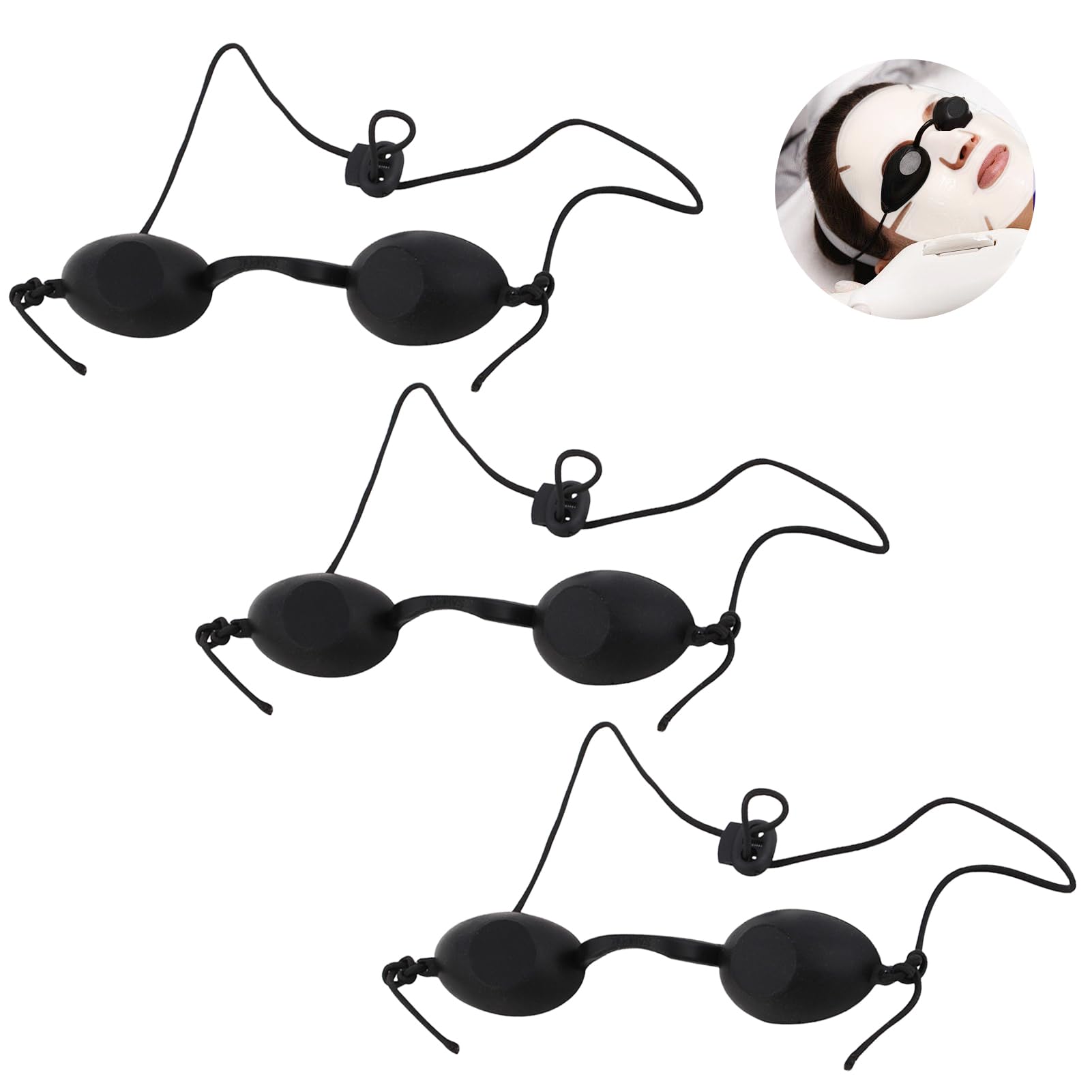 3 Pezzi Occhiali Infrarossi, Occhiali di Protezione Solarium, Occhiali di Protezione UV, Occhialini sole spiaggia, per IPL UV luce Terapia a Infrarossi, Beauty Clinic (Nero)