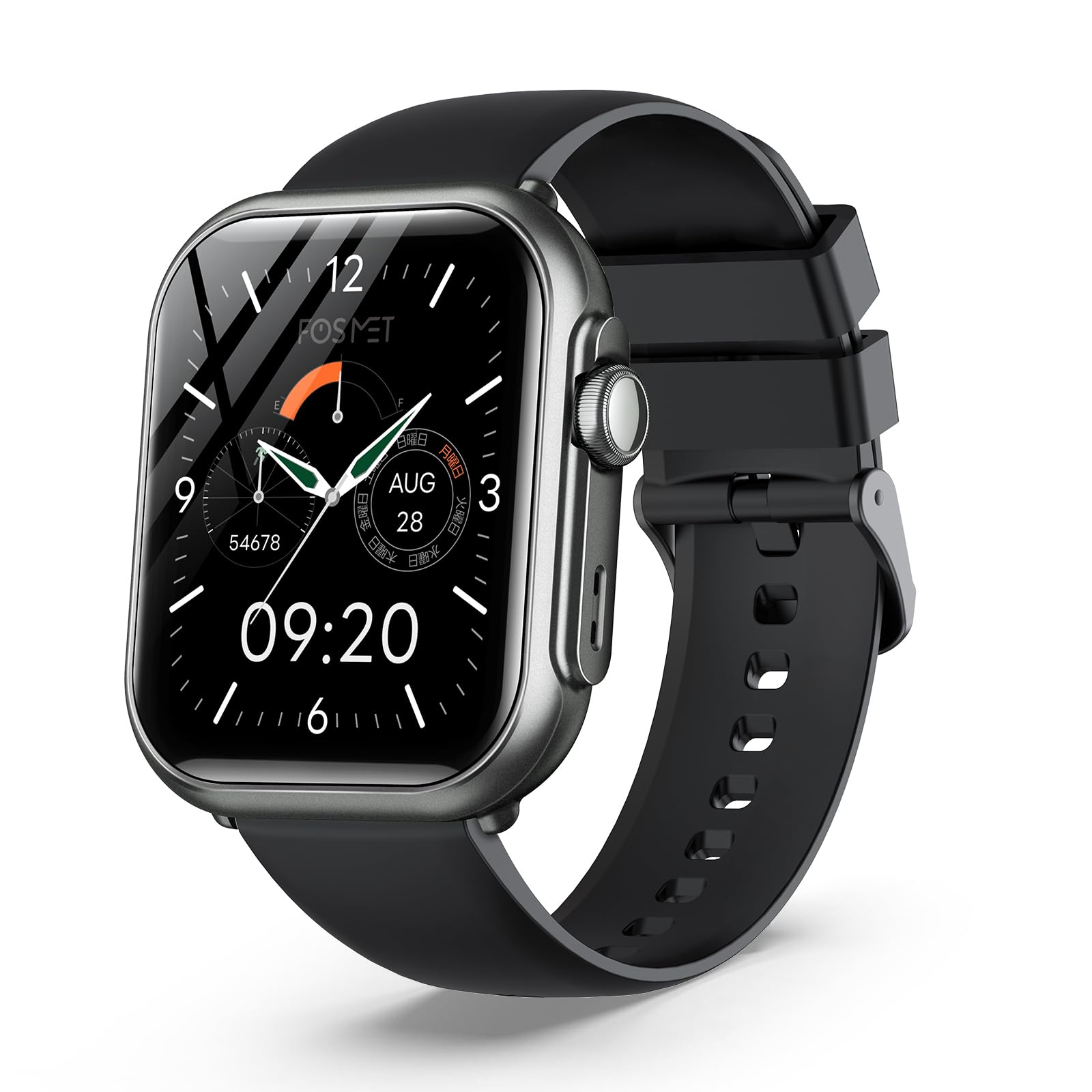 FOSMET スマートウォッチ 30日間連続使用 待機時間100日 Bluetooth通話機能 メッセージ通知 1.85インチHD大画面 IP68防水 1500nit高輝度 Amazon.co.jp: FOSMET Smartwatch, 100 Days Standby, 30 Days of