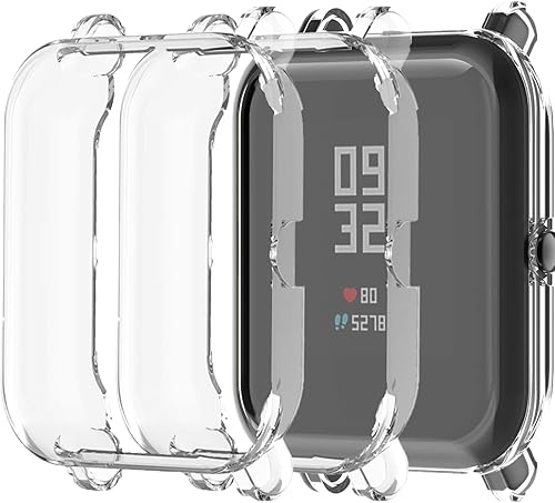 Juego de 3 fundas protectoras de pantalla compatibles con Amazfit GTS 4 Mini/Bip U Pro/Bip S/Bip Lite/Bip 1S Watch, TPU de color suave a prueba de