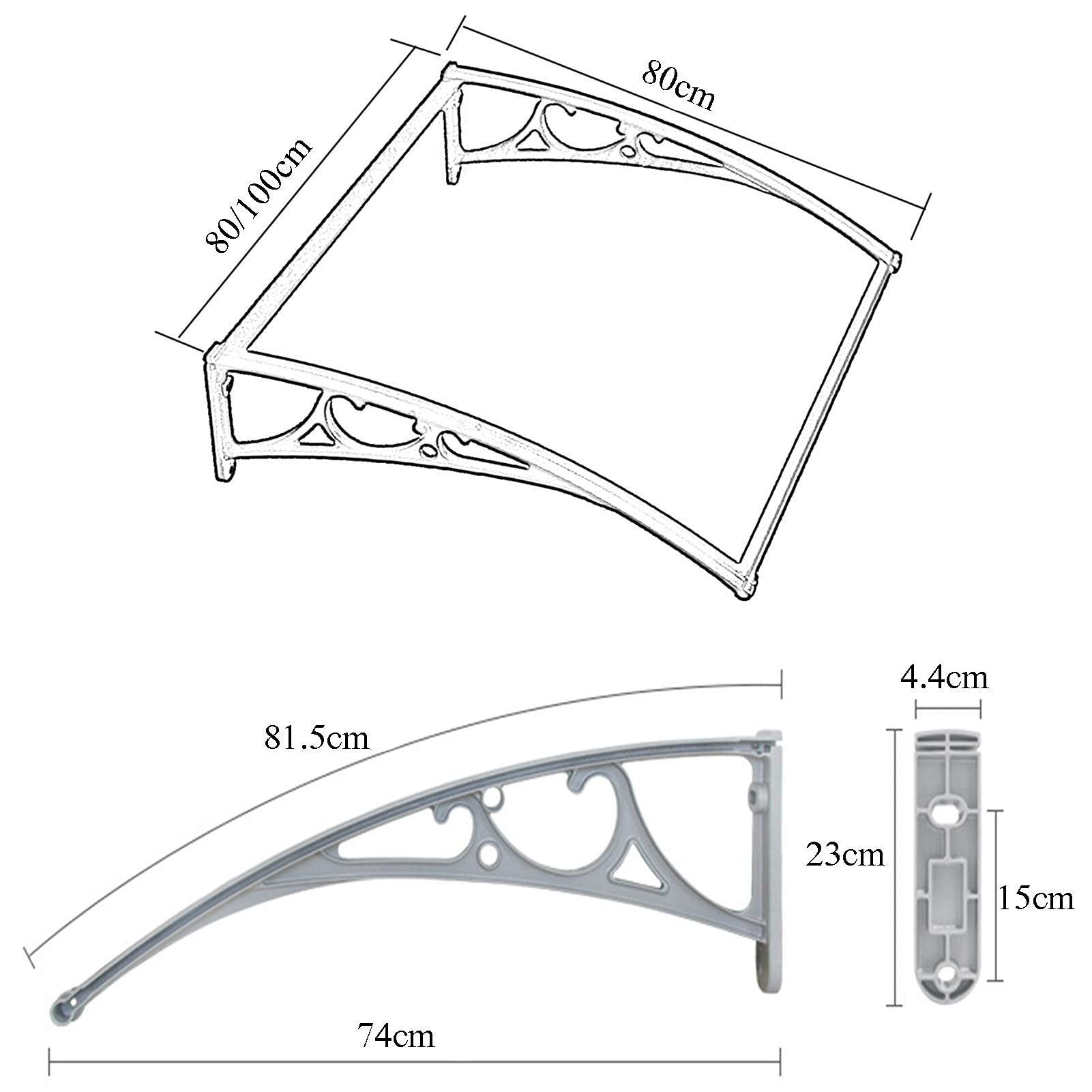 FZYE Door Window Canopy, Outdoor Polycarbonate Translucent