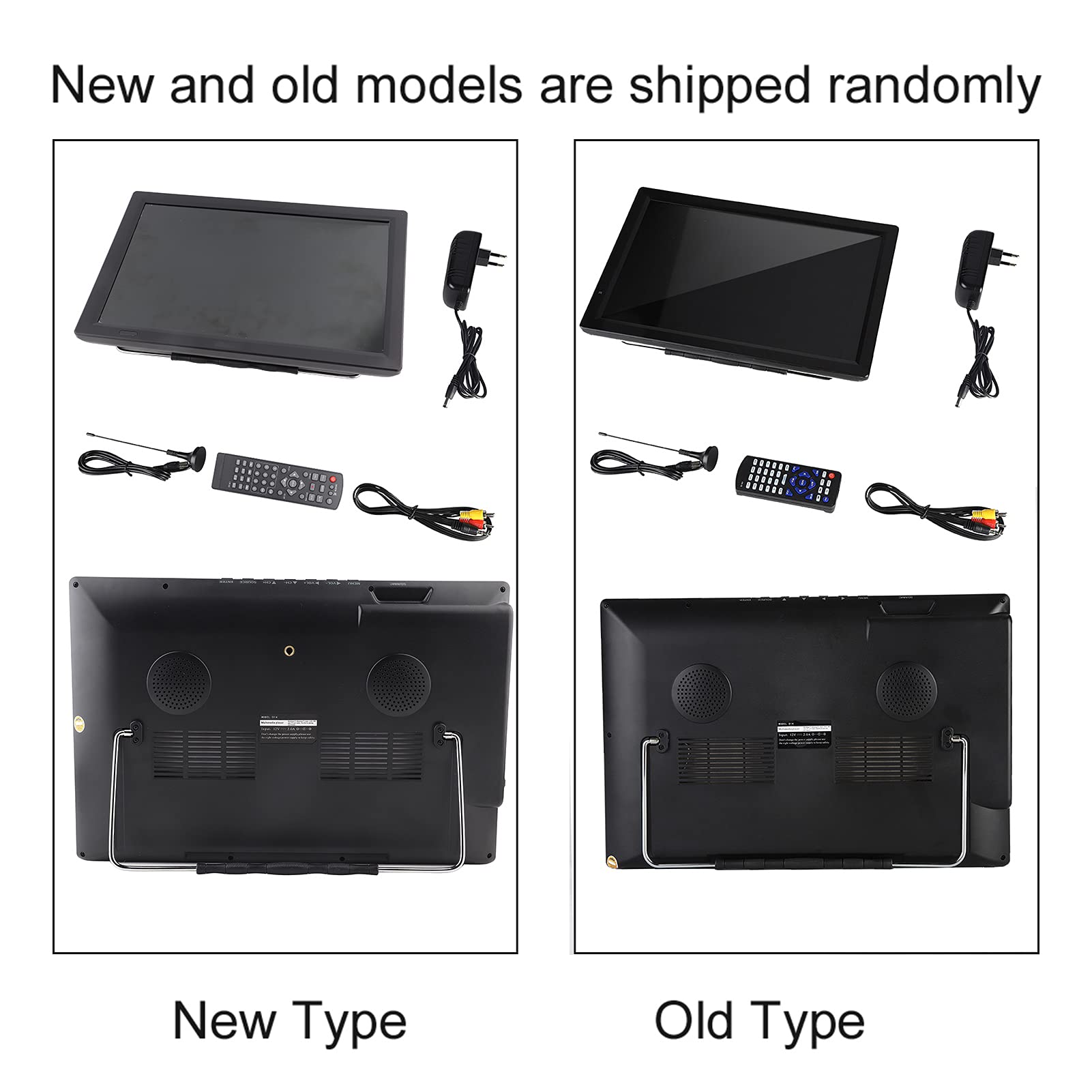 ASHATA Téléviseur Numérique pour Voiture LCD 14 Pouces,Mini-téléviseur Numérique HD 1080P avec 2 Haut-parleurs Stéréo,Téléviseur Portable avec Tuner Haute Sensibilité/Plusieurs Sources Externes