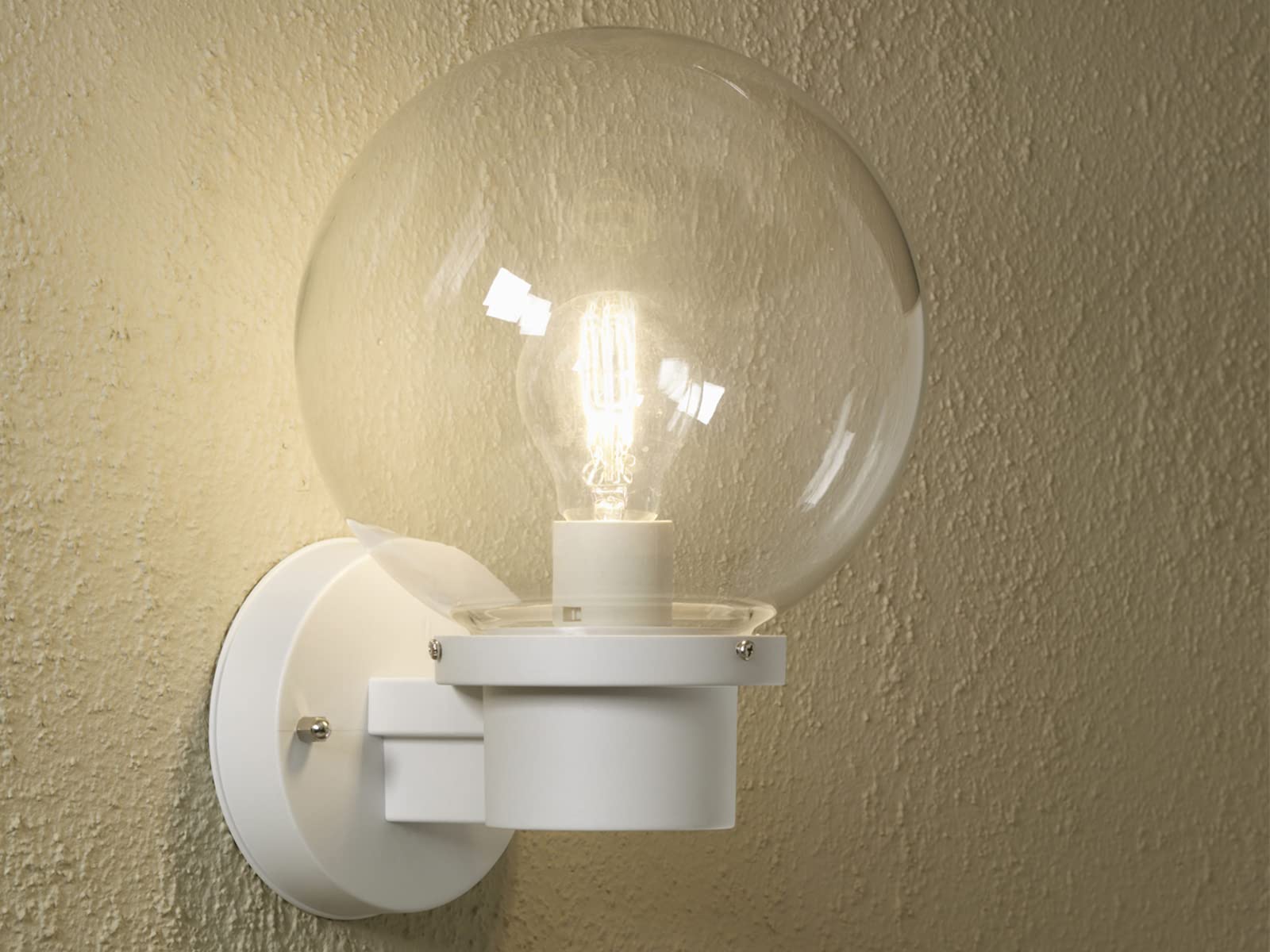 Konstsmide Applique murale d'extérieur LED moderne avec grande boule en verre, blanc