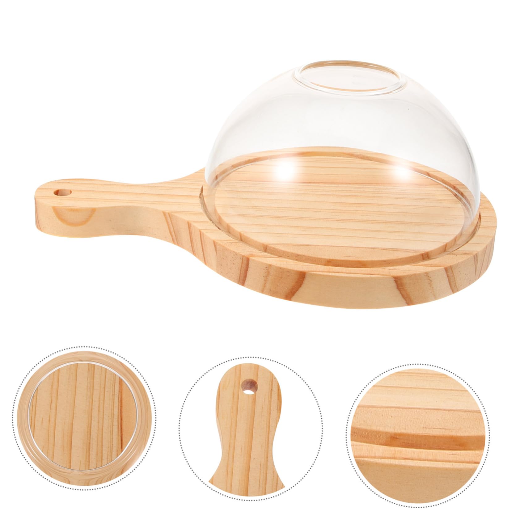 COLLBATH Cúpula Transparente para Alimentos Ahumados de Vidrio y Madera
