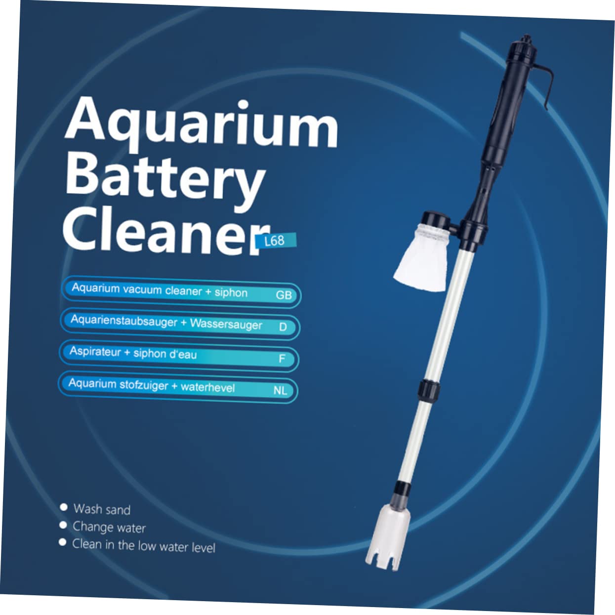 VANZACK Battery Operated Aquarium Water Changer Easy Install Fish Tank Pump Vacuum Gravel Small