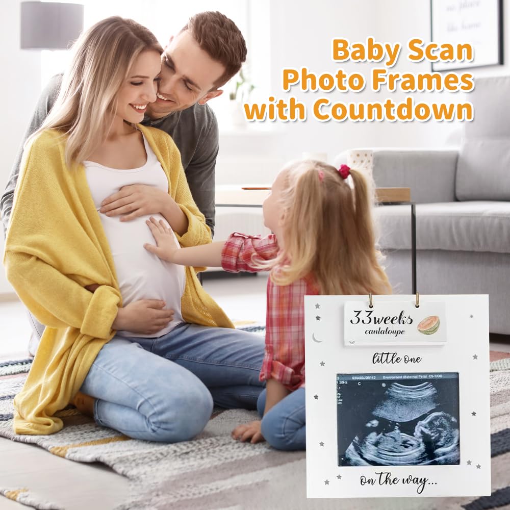 Jonuin Baby Scan Photo Frames with 8-40 Weeks Countdown (Fruit/Vegetable), Ultrasound Baby Photo Frame, Mum to be Gift - Image 2