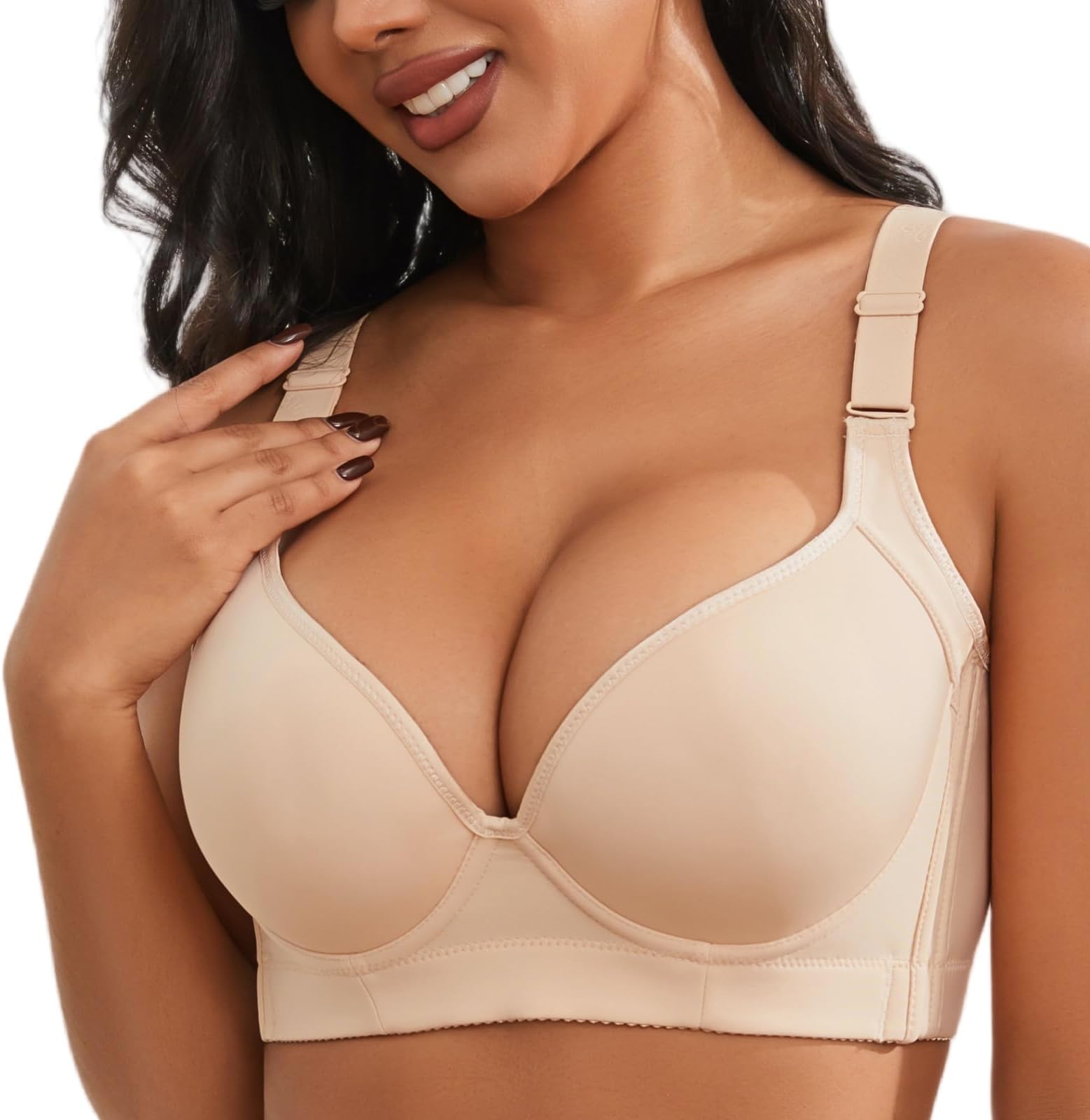 - Plus Size Push Up Bras for Women Hide Back Fat Smoothing Bra Underwire Support Bras 34B to 46DD