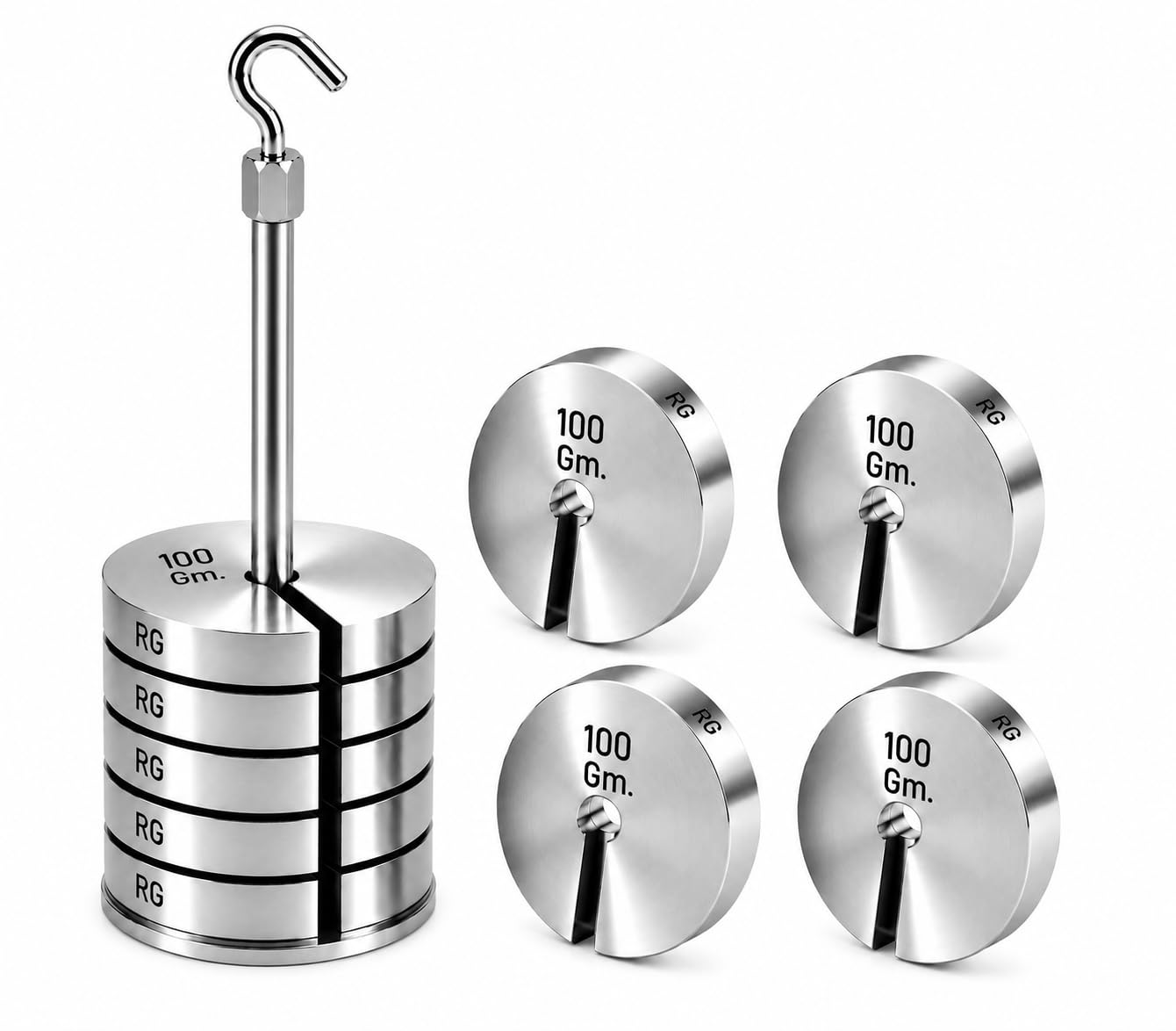 RG - Slotted Weight with Circular Hanger || Chrome Plated || Heavy Duty || Smoothly Finished || Slotted Weight Set- (10 x 100 gms.= 1000 gms.)-image-47