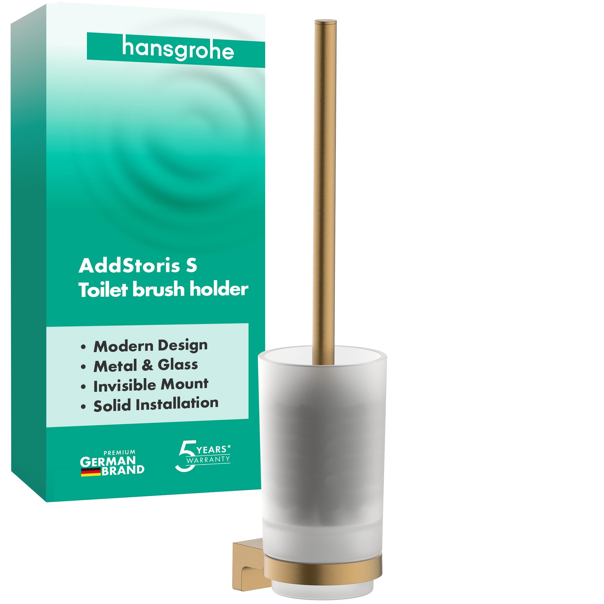 hansgrohe AddStoris S - escobillero con Soporte, escobillero baño para Montaje en Pared, fijación Oculta, Accesorios de baño, Bronze Cepillado, 41782140
