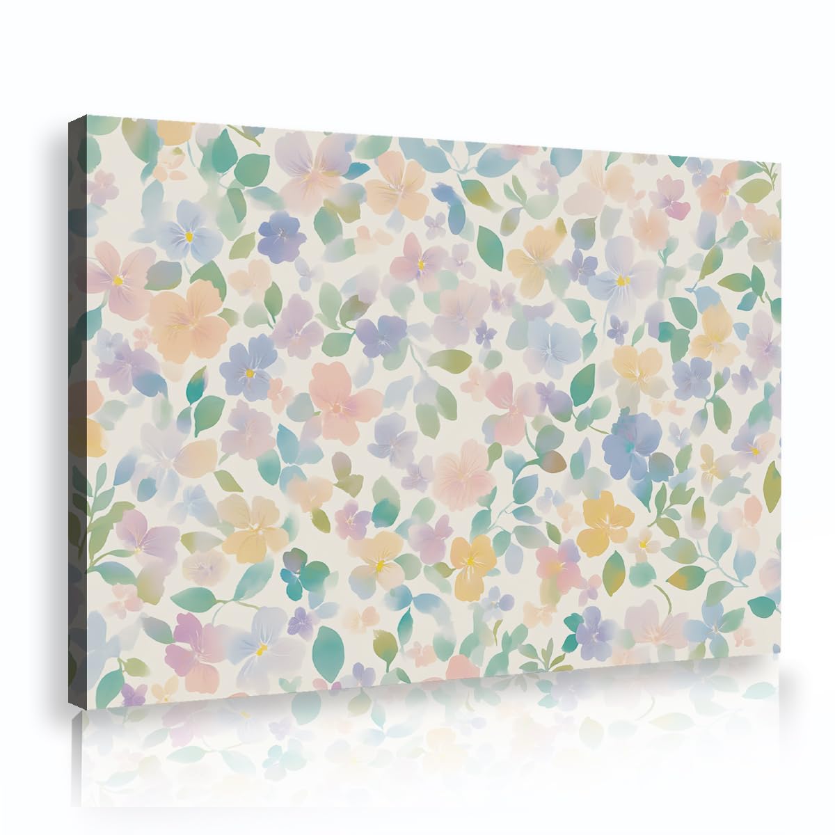 TOANGWALL Soft Pastel Watercolor Floral Framed Wall Art Elegant Botanical Canvas Print Lovely Nature Poster Painting for Apartment Bedroom Home Decor 70x100cm