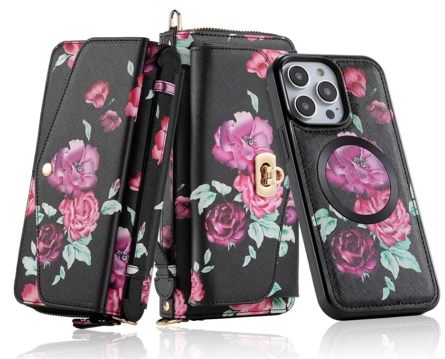 Étui compatible avec iPhone 13 amovible noir pour protéger l'écran et ranger vos cartes