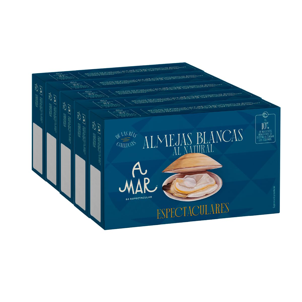Almejas Blancas al Natural A Mar Espectacular Pack de 5 Latas Conservas Gourmet