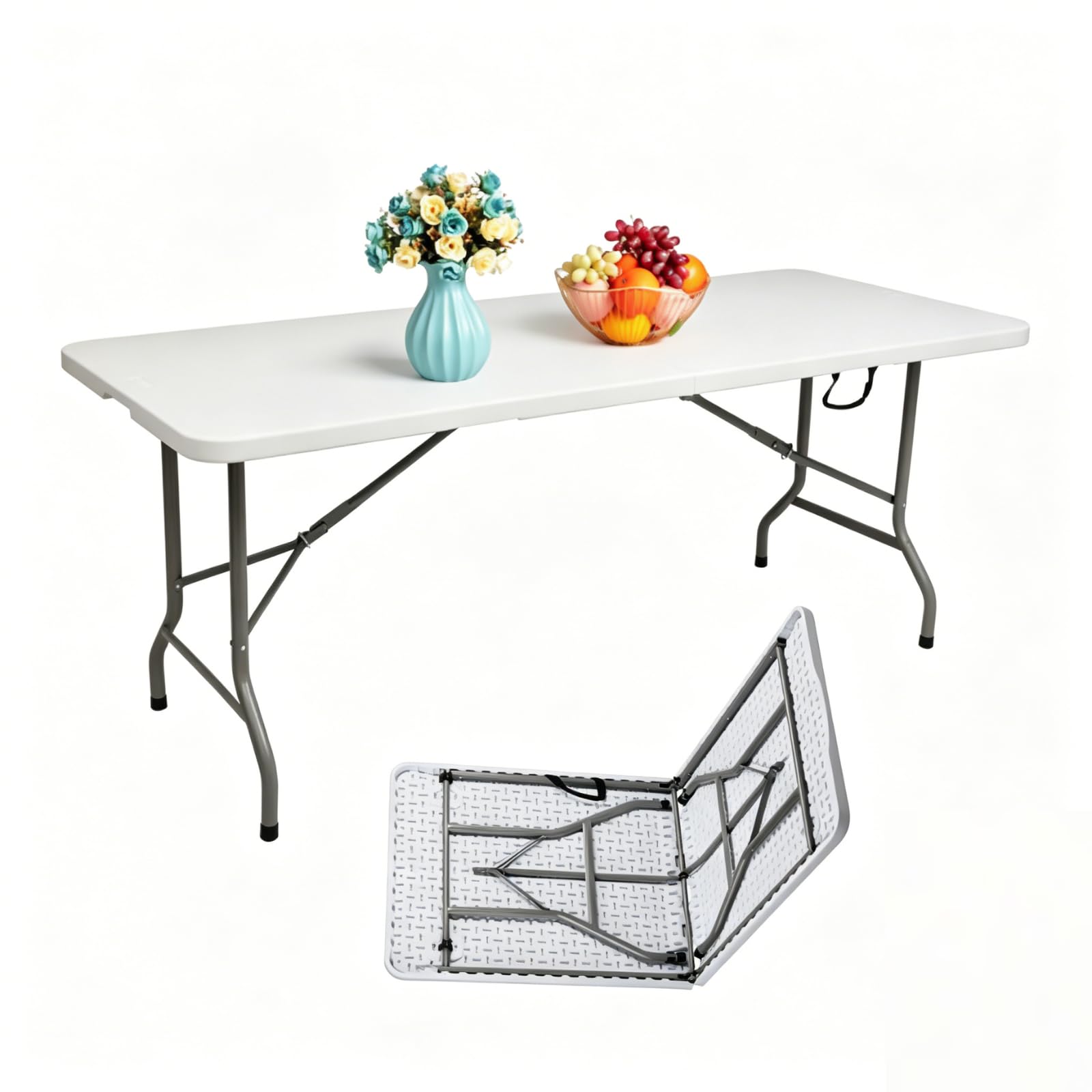 Table de jardin pliable en plastique résistant aux intempéries 180x74cm