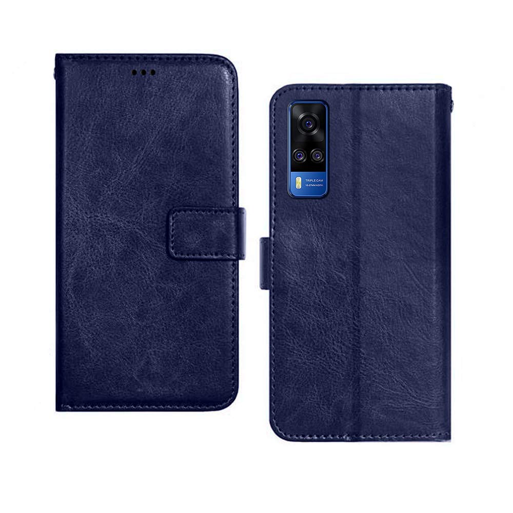 Pinaaki Enterprises Vivo Y51A Flip Case | Premium Leather Finish | with Card Pockets | Wallet Stand |Complete Protection Flip Cover for Vivo Y51A - Blue (B08XB2VHCY) Amazon Price History, Amazon Price Tracker