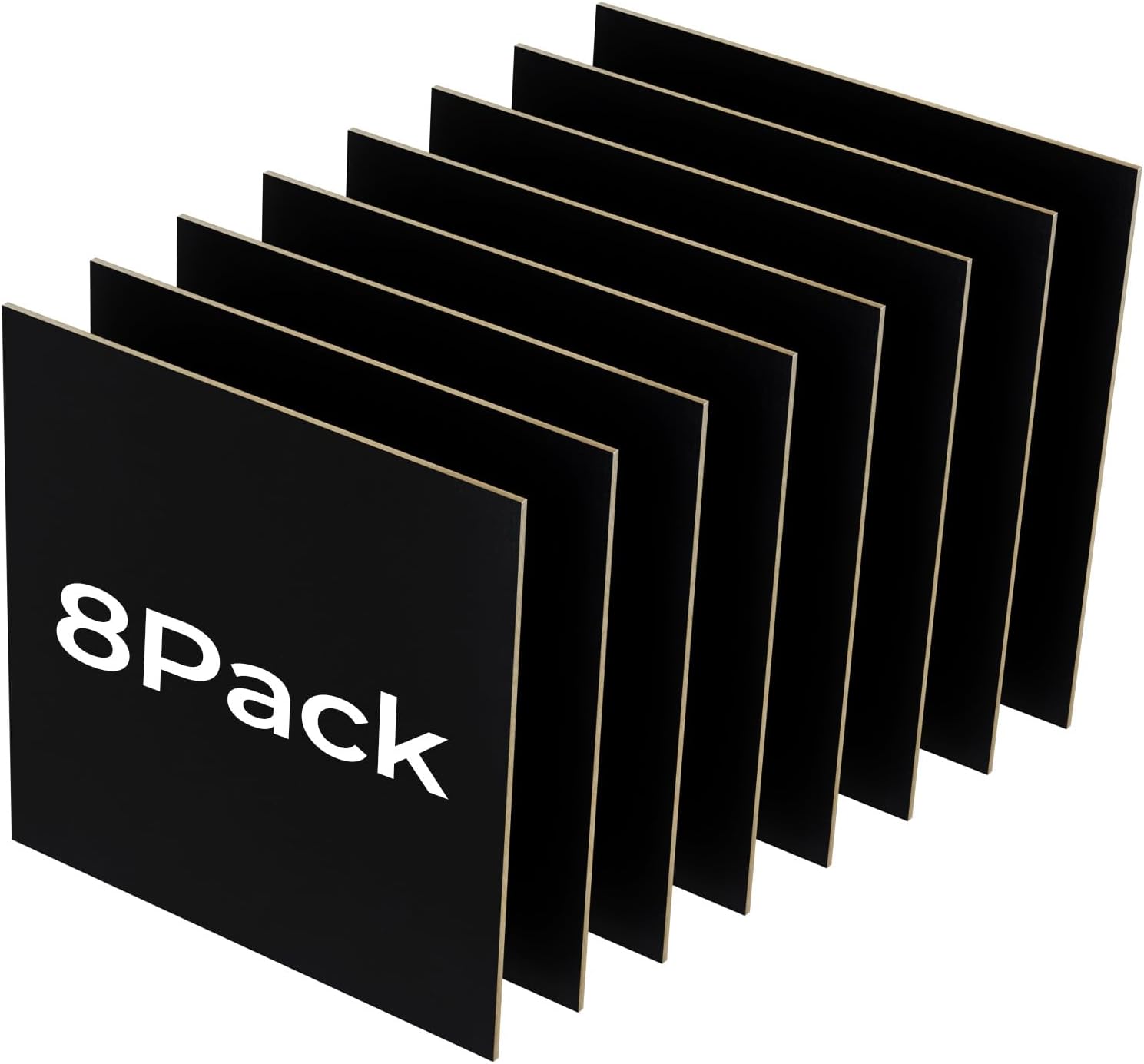 8 Pack Black Basswood for Laser Cutting, 12"x12"x1/8" (3 mm) Double-Sided Colored Plywood Sheets, for Laser Engraving, DIY Craft Wood & School Projects
