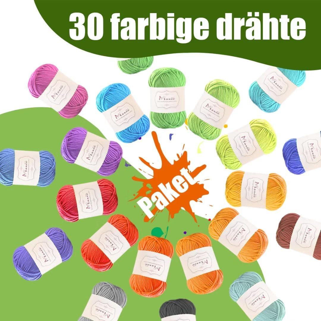 Maxee 250g (5 x 50g) Breigaren, Haak Garen Katoenen Garen voor Haken, Katoen om te Breien en Kunsthandwerk, Zacht Aangenaam Garen - voor Beginners en Ervaren Breiers