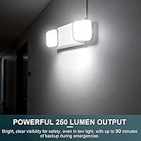 Vista 2 de Luz de emergencia con batería de reserva, luces de emergencia comerciales ajustables de dos cabezales para fallas de energía en el hogar