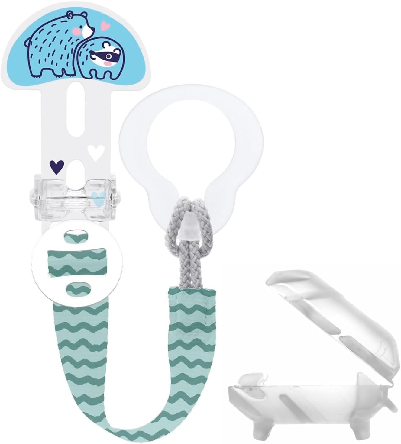 Verdes Mam Pacifier Clip, Pacifier Tape with Protective Pack, Adjustable Length, Washable