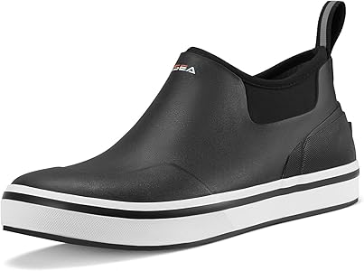 HISEA Men's Deck Boots Waterproof Ankle Rain Boots Neoprene Saltwater Fishing Boot Outdoor