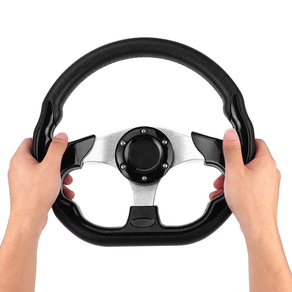 Volante per auto volante nero 320 mm / 12,5 pollici con pulsante del clacson adatto per la maggior parte dei veicoli.,volante