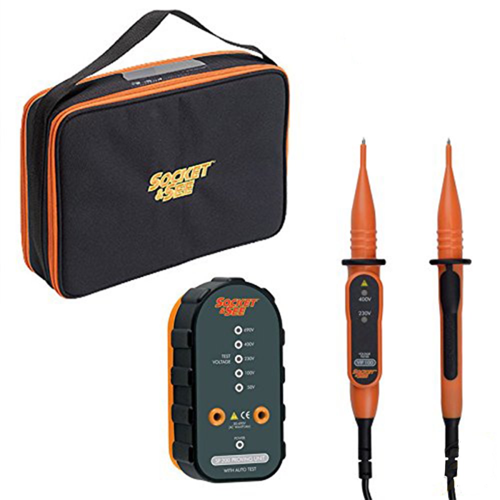Socket & SeeVIPUKIT1 SP200 Professional Proving Unit | VIP100 Easy Voltage Tester | TECC10 Instrument Carry Case