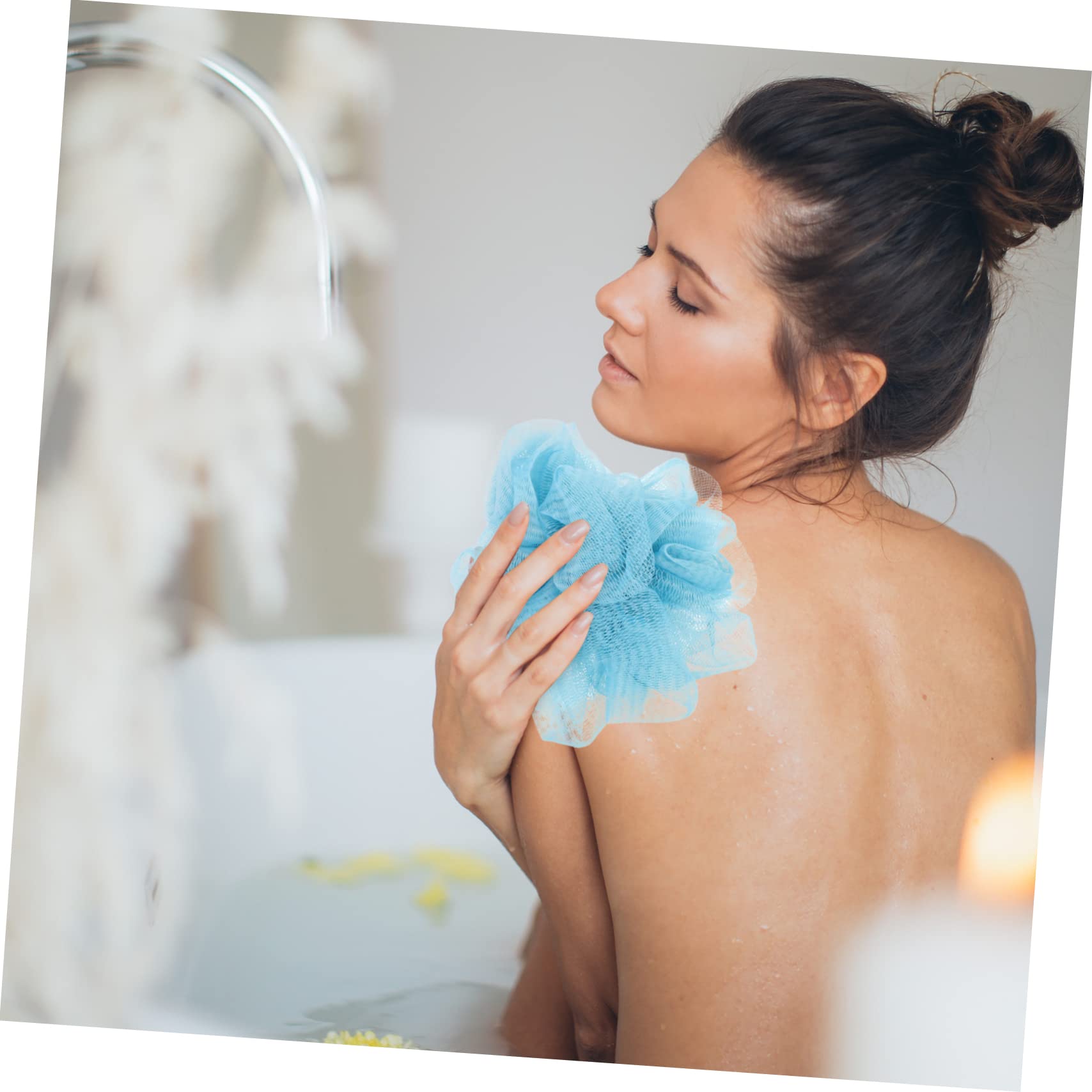 FRCOLOR 4 juegos de toallas de baño de tres piezas, guantes de masaje, guantes de masaje, cinta exfoliante para la espalda, toalla de baño, herramienta para espumar jabón de, accesorios