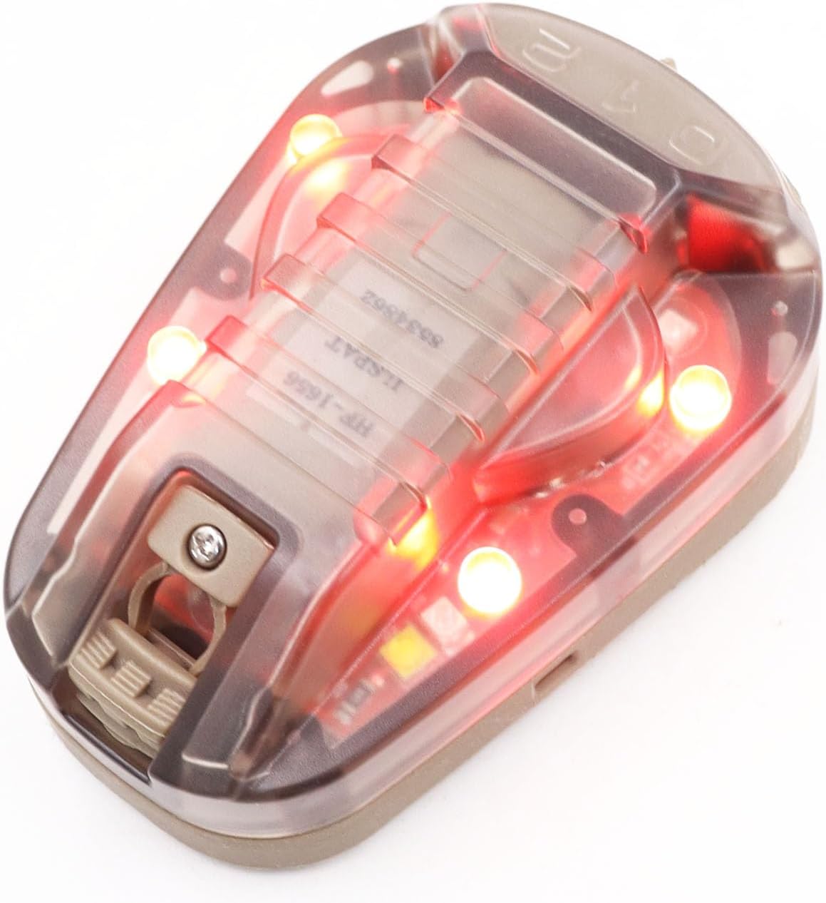 Tactical IR Strobe Helmet Light Military Identification Lights with Visible LED + White Strobe Survival Signal (Tan-Red)