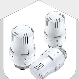 Thermostat Radiator Head,HOMGEN Professional 3Pcs TRV Thermostatic Head Radiator 3Pcs Thermostat Head M30 x 1.5 Radiator Valve Replacement Head Radiator Valve Thermostat Valve for Home Office