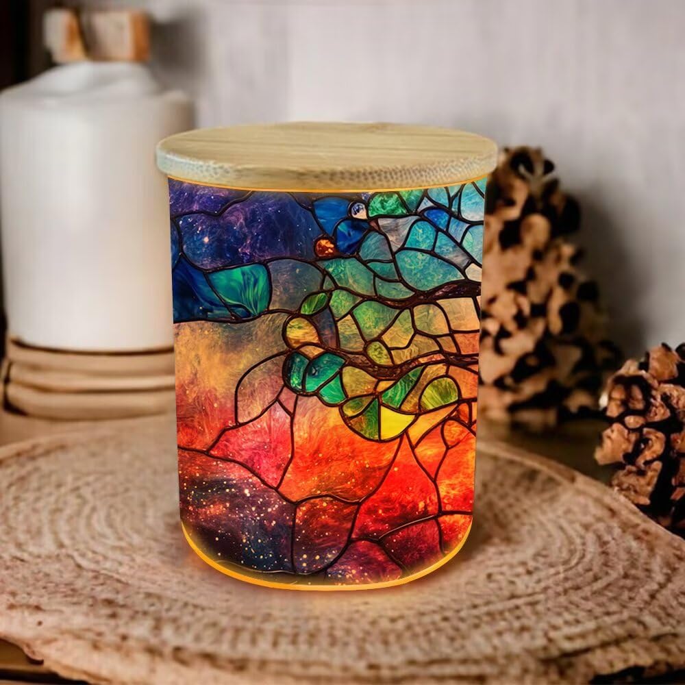 Amazon.com: Colorful Tree of Life Tea Light Holder Glass Candle