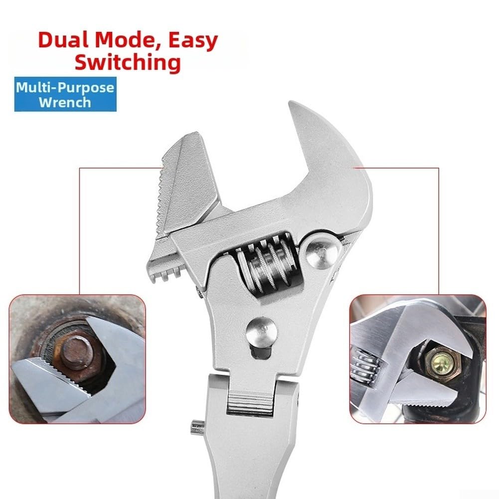 Clé à molette, 25,4 cm, 5 en 1, avec tête rotative à 180°, outil de plomberie extensible pour CVC (A)