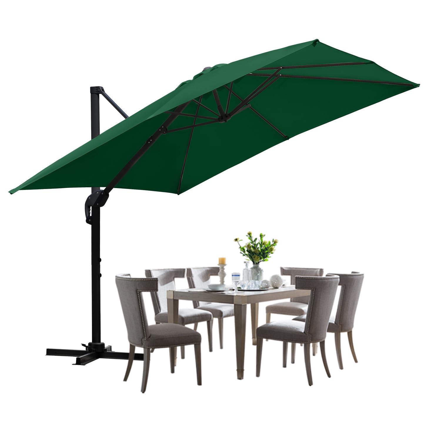 ISOISL Sonnenschirm Ampelschirm 300 x 300 cm Sonnenschutz UV50+ Groß Gartenschirm 360° Drehbar und Kippbar,Terrassenschirm Aluminium für Garten orde Outdoor-Essbereich