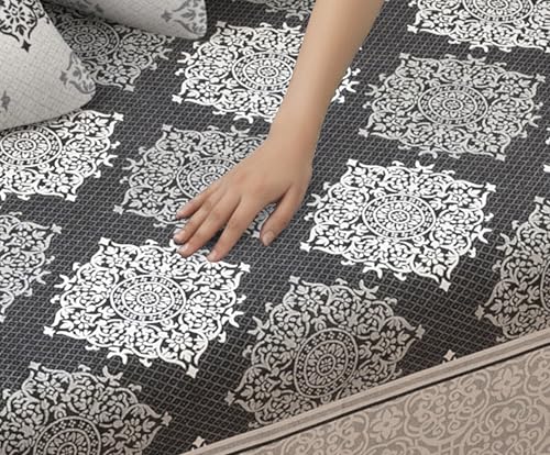 Image of FRESH FROM LOOM Cotton Reversible Diwan Set Coffee - 1 Single Bedsheet with 2 Bolster Covers and 5 Cushion Covers (8pc Set)