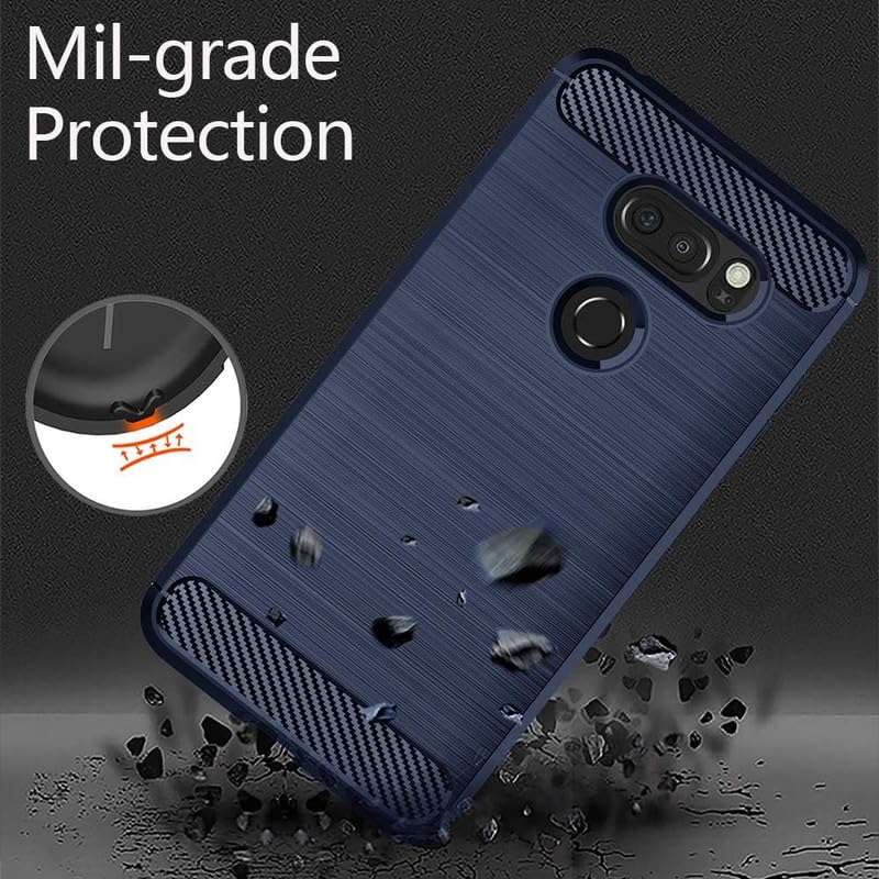 Image of NPRC Hybrid Ultra Slim Protective Case TPU Non-Slip Carbon Fiber Texture Shockproof Case Cover for Lg V30 - Blue