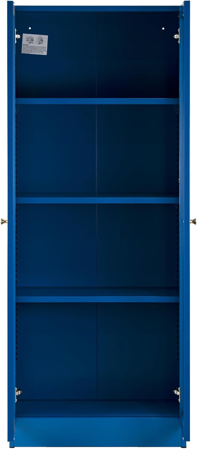 Glamour Home Avice 59-inch Blue French Door Metal Cabinet