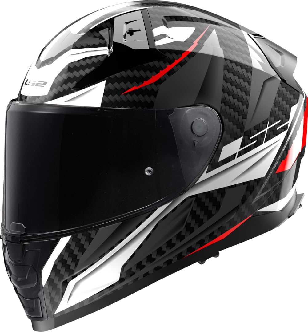 LS2 VECTOR II CARBON SAVAGE Motorradhelm – White/Red/Grey, Größe XXL