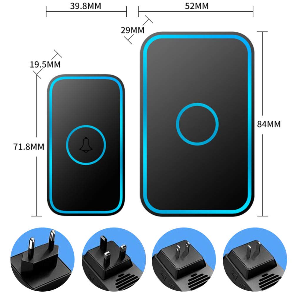 Hcmlek Campanello Radio Per Esterni, Impermeabile, Portata 300 M, IP55, Campanello Con 1 Ricevitore Per Esterni, Porta Di Casa, Negozio, Ufficio - Foto 5