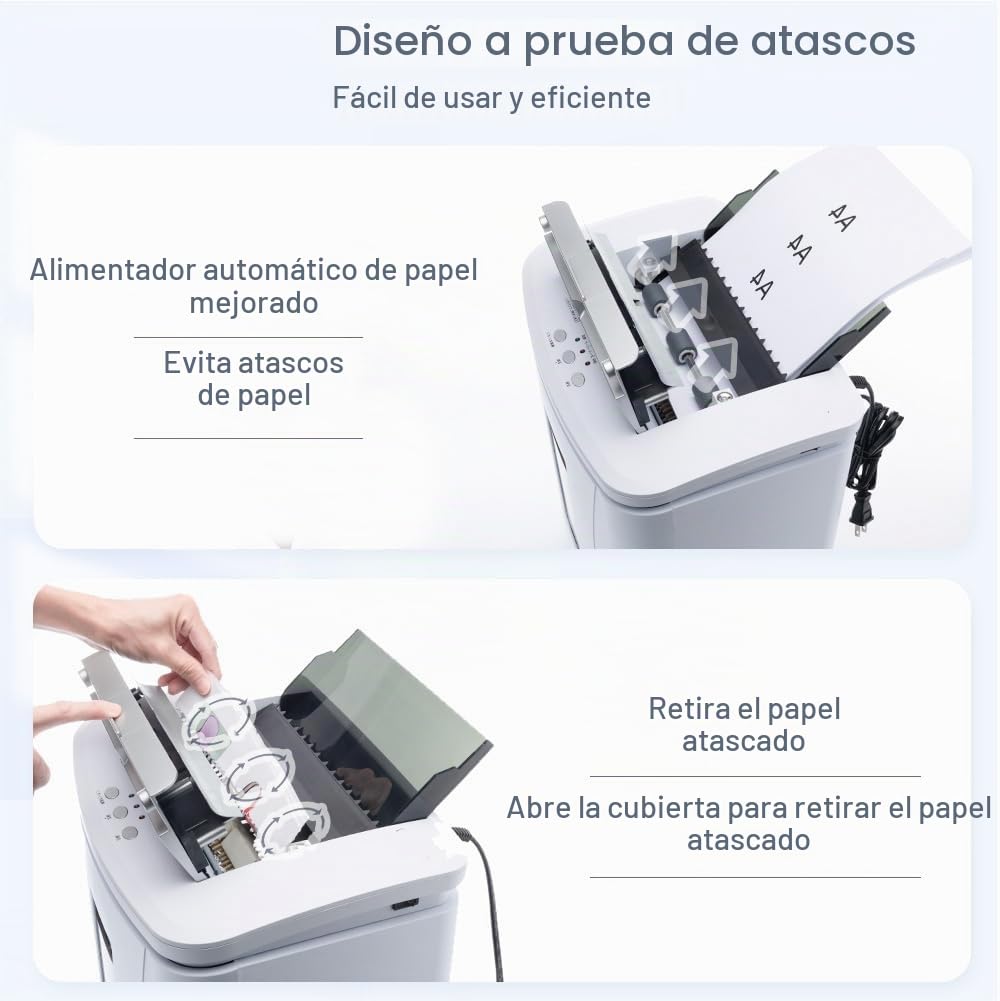 Trituradora de Papel para Oficina: Alta Seguridad P4 Corte 3x10mm Gran Capacidad 150 Hojas Automática Bajo Ruido 25L para Escuela Casa y Hogar