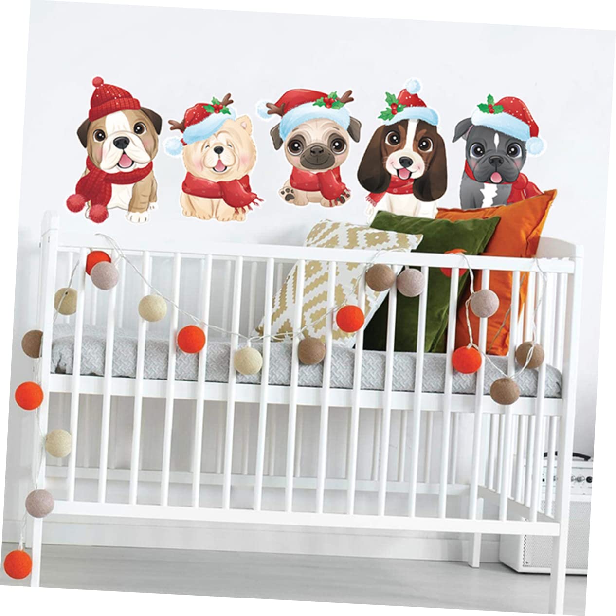 POPETPOP 5 Fogli Vetrofanie Natalizie Cartone Animato Decorazioni Natalizie Adesivi Per Cani Di Natale Adesivi Per Cuccioli Invernali Adesivo Murale Natalizio Cane Parete Pvc