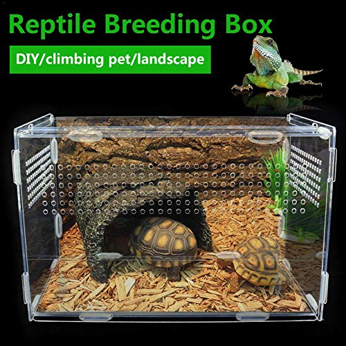 Cuffslee Insectenvoerdoos, 33,5 x 18 x 20 cm, acryl-reptielen, voedingsbox insectenspinnen, acryl-kweektank, glazen container voor mini-dierenhuizen - Afbeelding 8