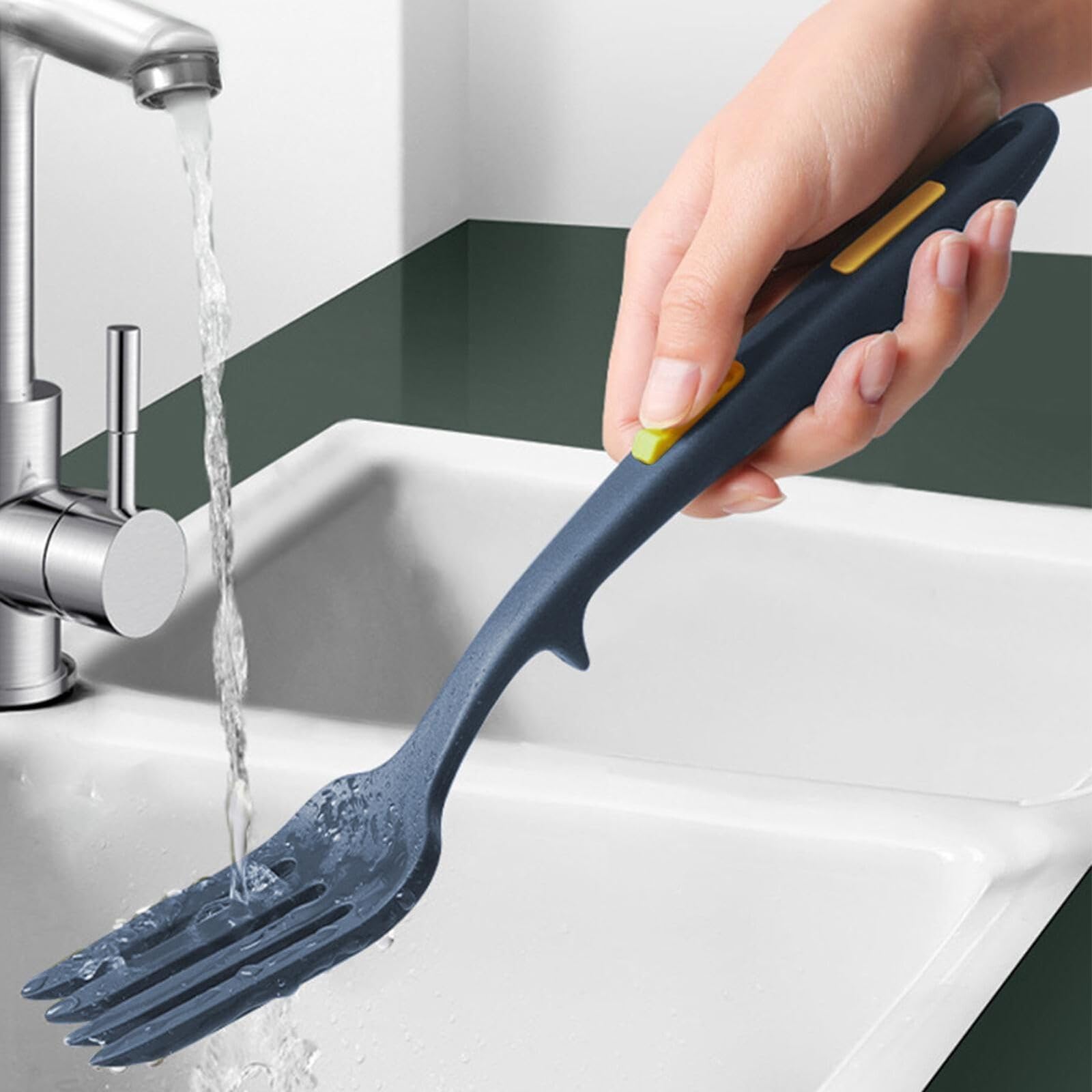 CVNRCLP Blue Heat-Resistant Silicone Fork - Large Multifunctional Cooking Tool for Nonstick Blending and Serving - Image 3