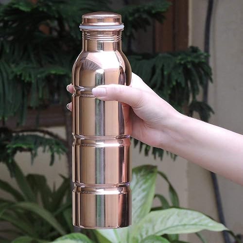 Miniatura 3 de Botella de agua de cobre puro  Botella elegante de cobre sin juntas con beneficio ayurvédico 100% puro y a prueba de fugas, capacidad de 33.84 onzas