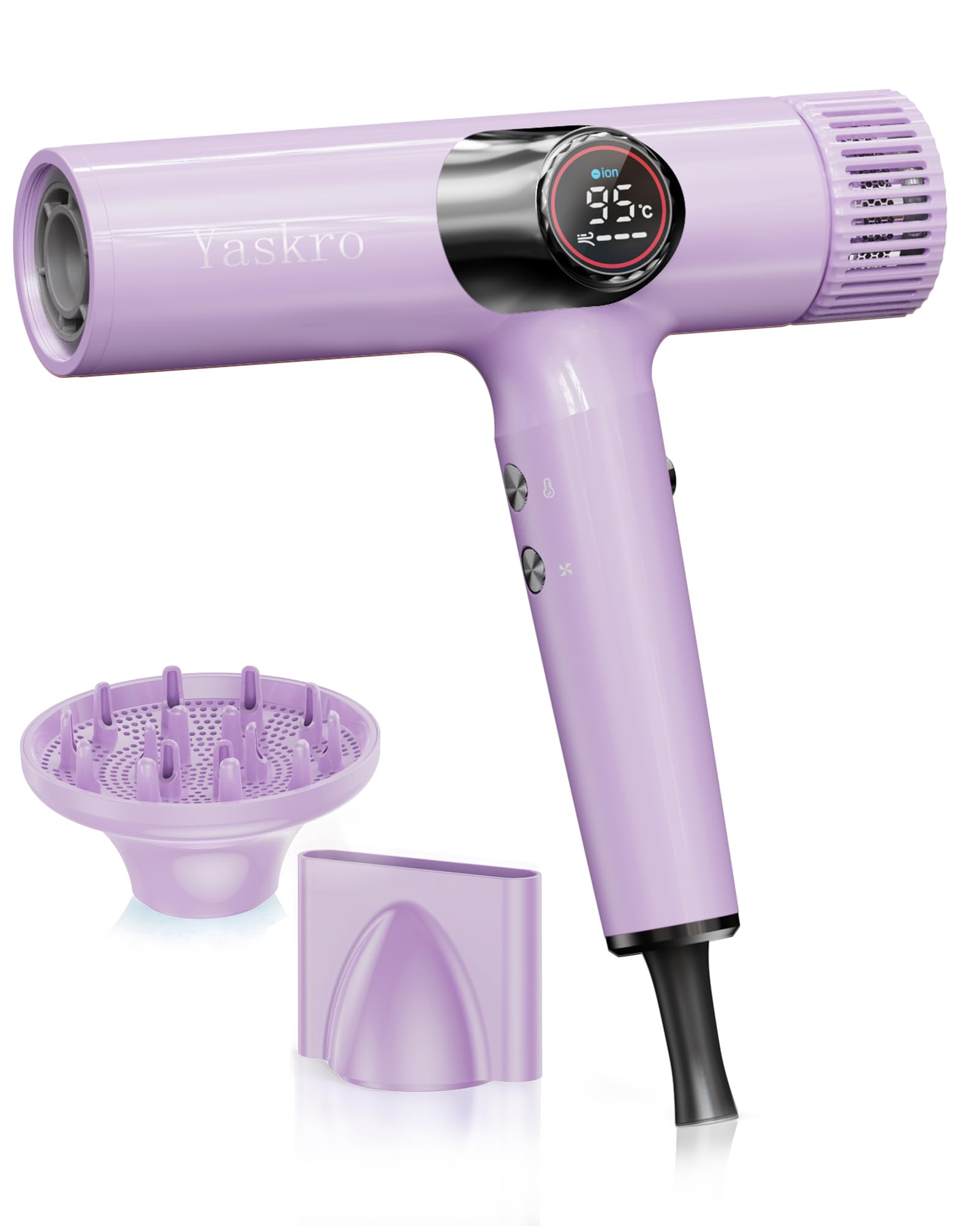 Ionen-Haartrockner mit Diffusor, professioneller bürstenloser Motor für schnelles Trocknen, LED-Display, NTC-Temperaturkontrolle, leise und leicht, mit Selbstreinigungsfunktion, für alle Haartypen