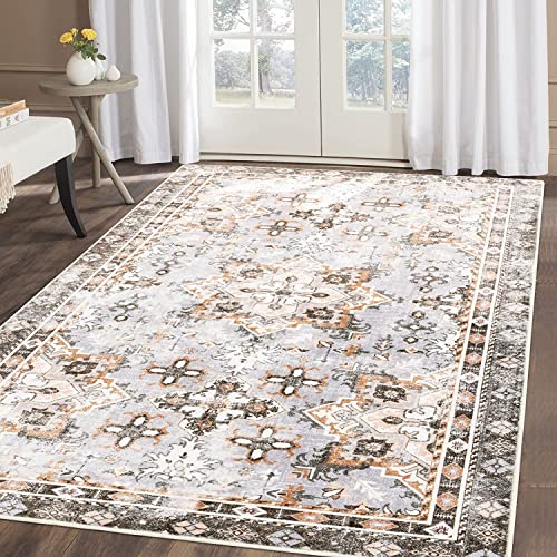 Carvapet Lavable Alfombras Salón Dormitorio Alfombra Franela Grande Alfombra Corredor Medallón Floral Antideslizante(Salvia,91x152cm) Cover